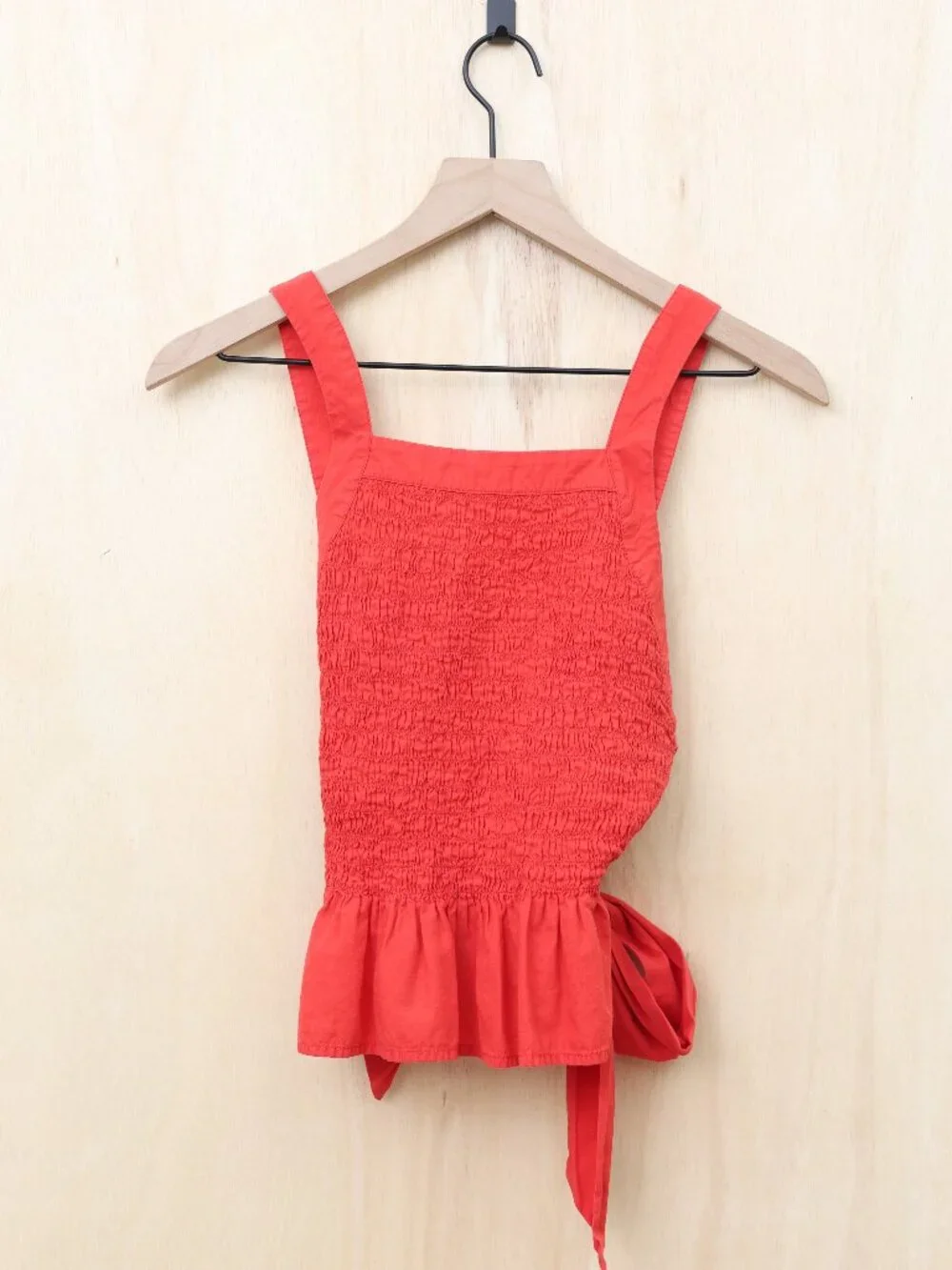 Free People Fez Smocked Tank Top Blouse Red XS